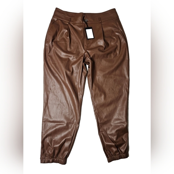 Paige Mayslie Vegan Pleated Jogger In Cognac SZ 12 - Picture 7 of 7